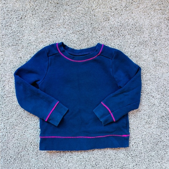 Cat & Jack Toddler solid long sleeve shirt Crew Neck Sweatshirt blue size 3T - Picture 2 of 7